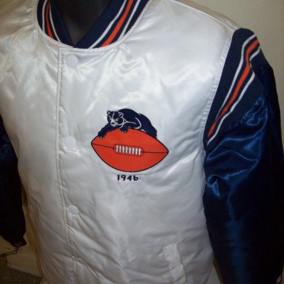CHICAGO BEARS Starter WHITE & BLUE Jacket  3X 4X - Picture 5 of 12